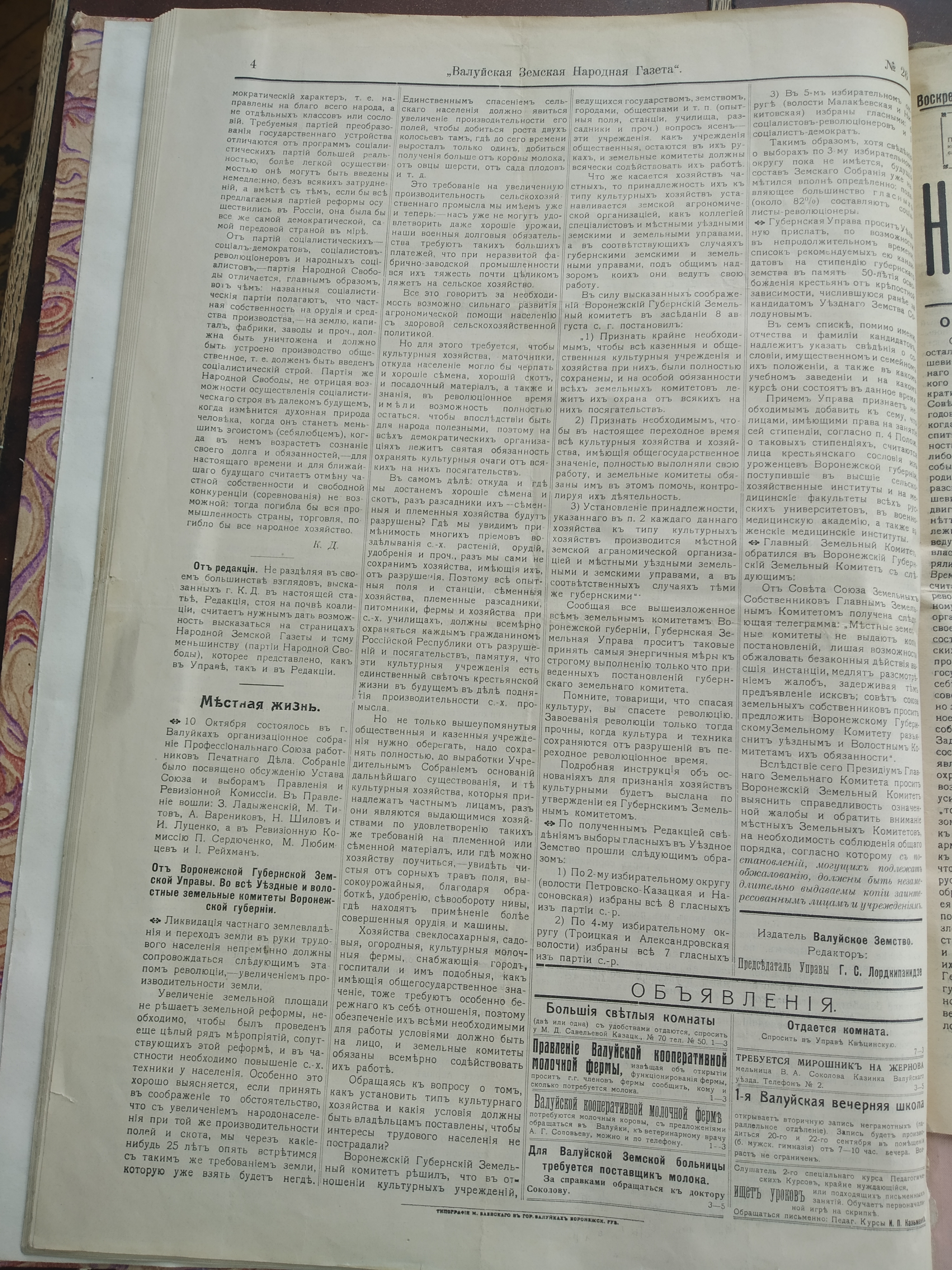 [Валуйская народная земская газета, 1917 год]