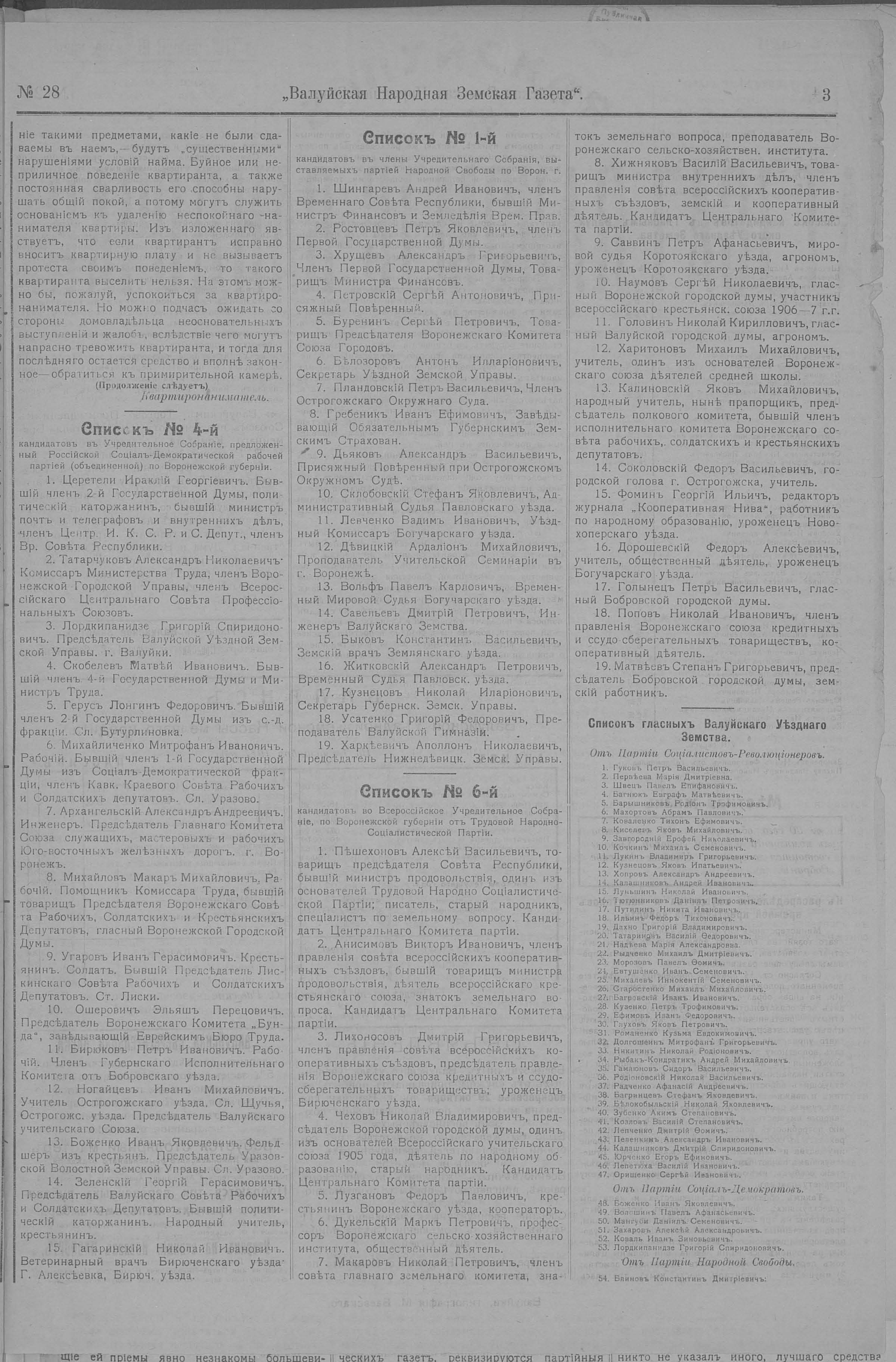 [Валуйская народная земская газета, 1917 год]
